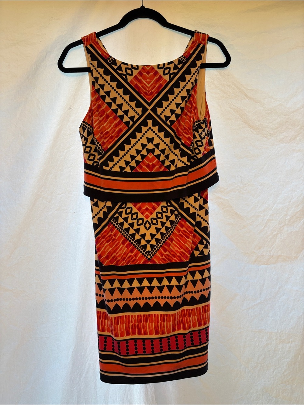 Eliza J Sleeveless Geometric Print Tribal Popover Mini Dress Size 4